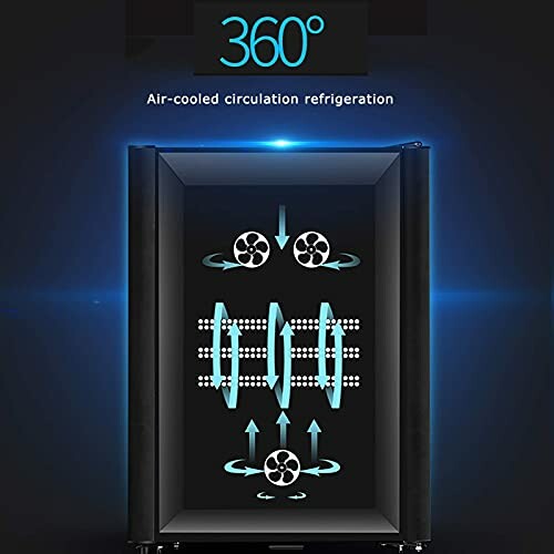 360-degree air-cooled refrigeration diagram with airflow illustration.