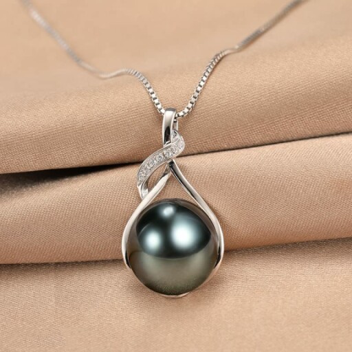 Close-up of Tahitian Black Pearl Necklace