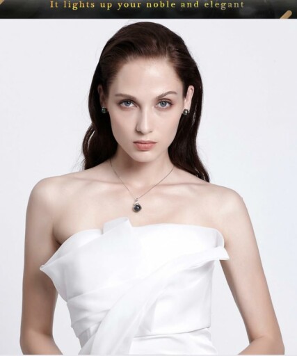 Elegant presentation of Tahitian Black Pearl Necklace