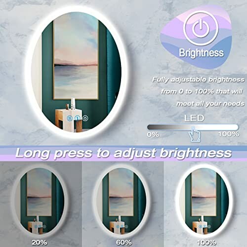LED mirror with adjustable brightness feature