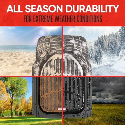 Car mats showcasing all-season durability for extreme weather conditions.