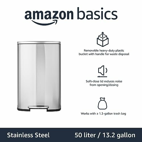 Amazon Basics Smudge Resistant Trash Can