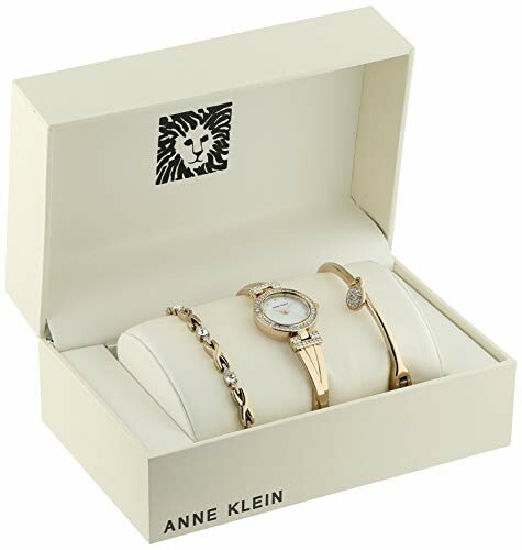 Anne Klein Crystal Accented Bangle Watch Set