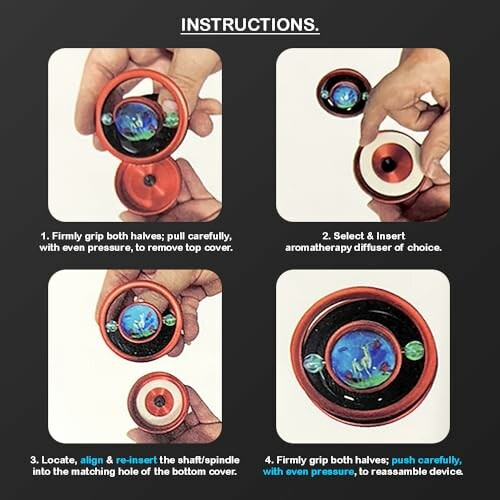 Step-by-step instructions for using an aromatherapy device.