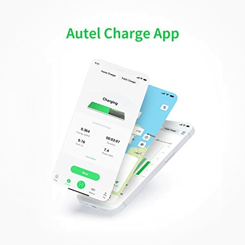 Autel Charge App displaying charging status on smartphone screens