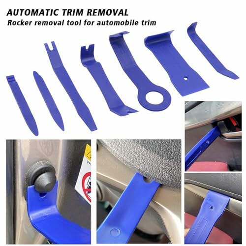 Blue automotive trim removal tools with detailed usage images.