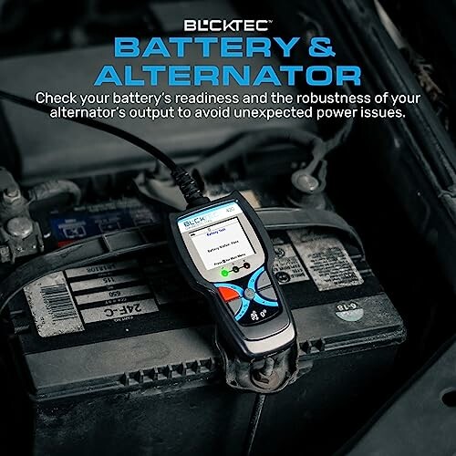 Battery and alternator tester on car battery.