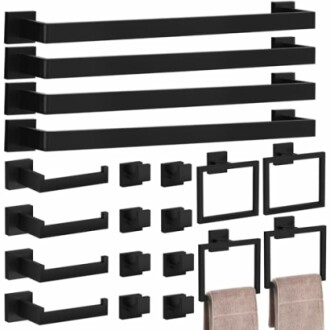 20-Piece Matte Black Bathroom Accessories Set
