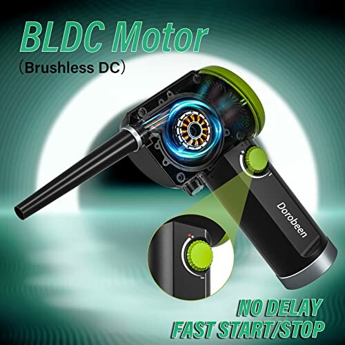 Hair dryer with BLDC motor and fast start/stop feature