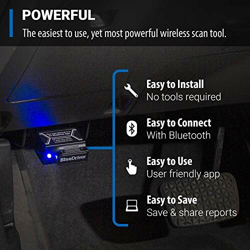 Bluetooth scan tool installed, highlighting features like easy installation, connection, and use.