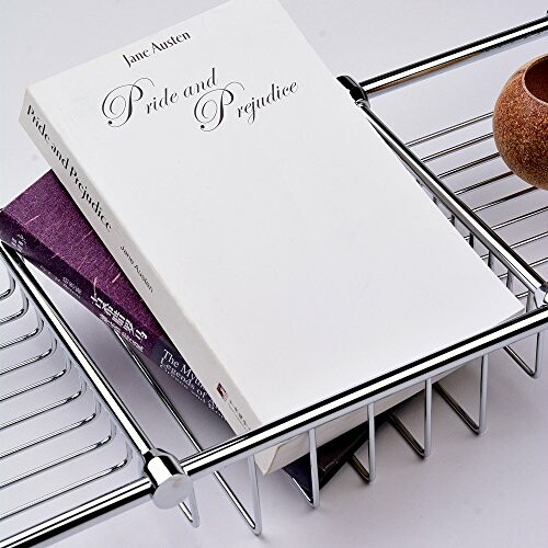Books in a metal wire rack, featuring 'Pride and Prejudice'