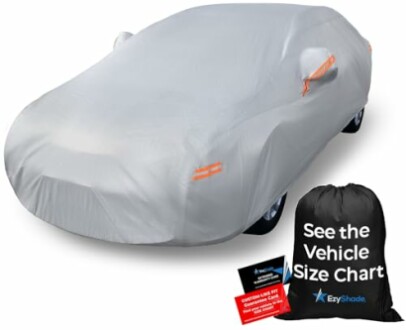 Car covered with protective cover and storage bag.