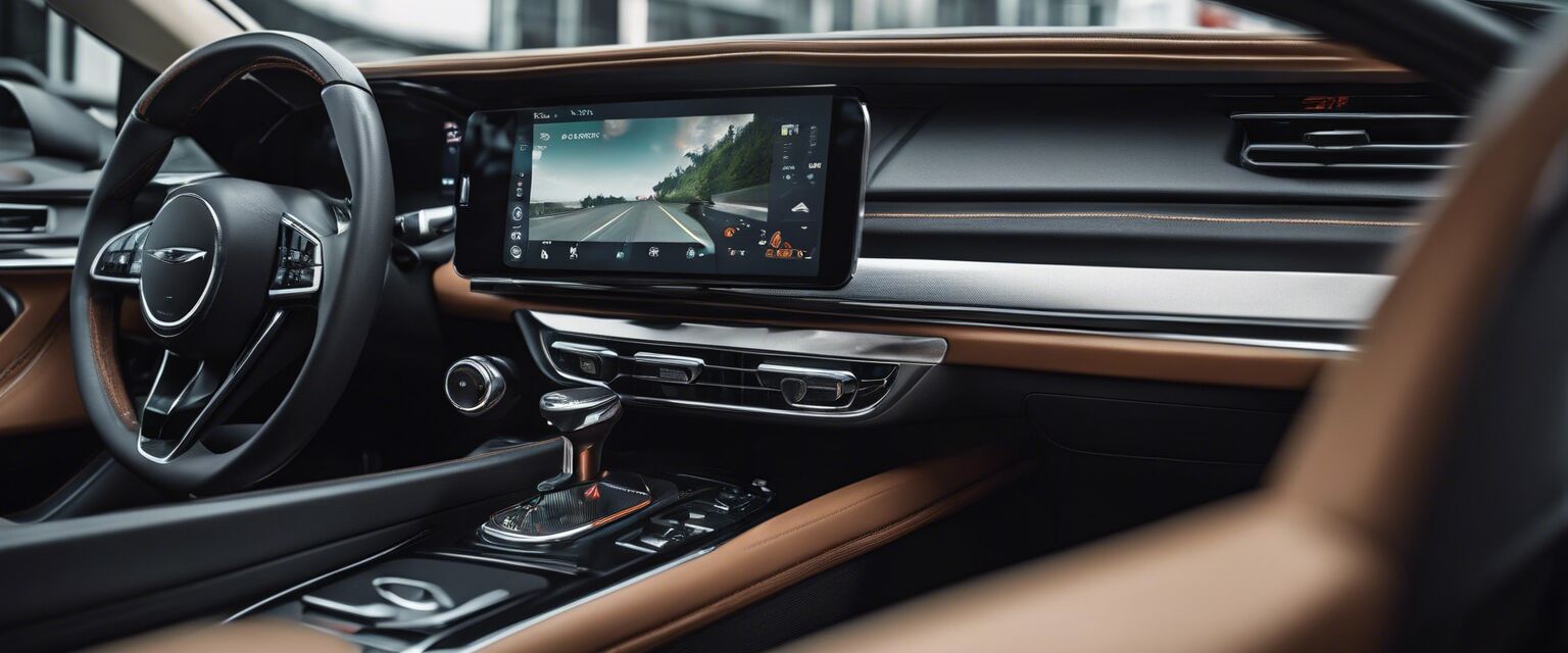 Interior view of a car with gadgets
