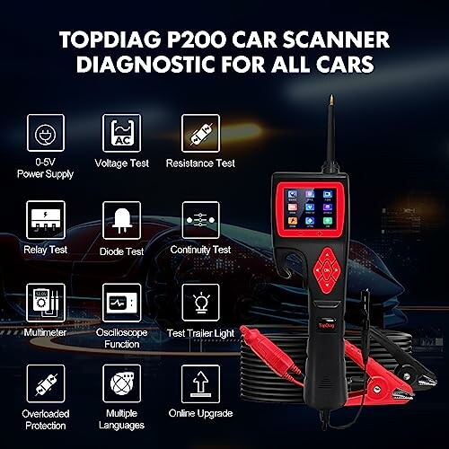Topdiag P200 car scanner with diagnostic features for all cars.