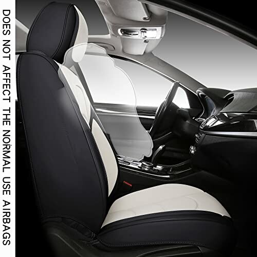 Car interior with black and white seat cover