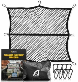 Cargo net for pickup truck bed with accessories