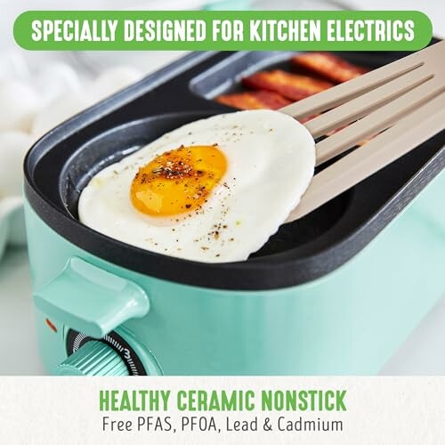 Egg cooking in ceramic nonstick electric pan