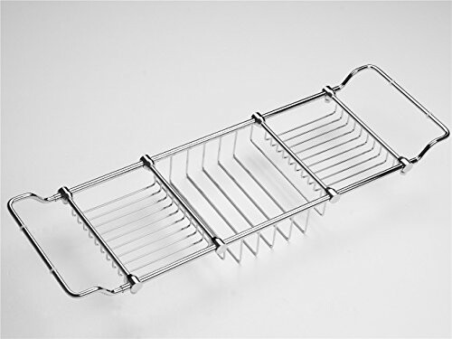 Chrome bathtub rack with adjustable handles