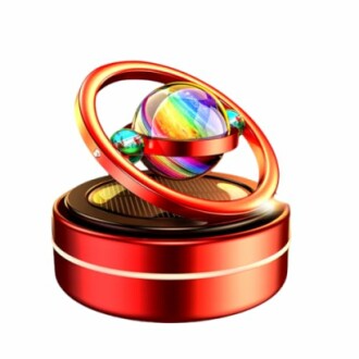 Colorful gyroscope sculpture with rings and sphere.