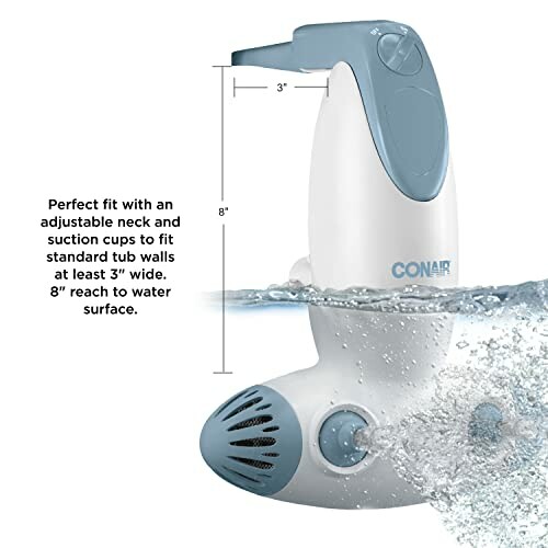 Conair bath jet with adjustable neck and suction cups for tub walls.