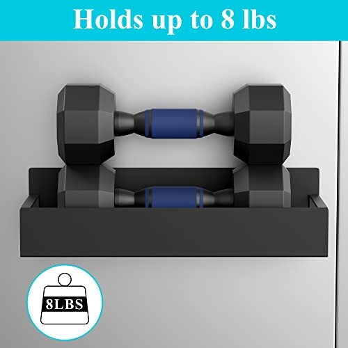 Wall-mounted holder for an 8 lb dumbbell