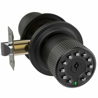 Electronic keypad door lock with numeric buttons