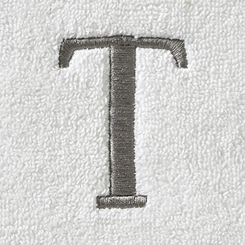 White towel with embroidered letter T
