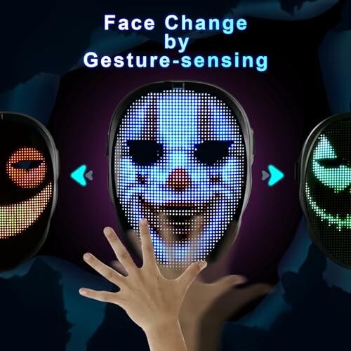 LED mask with gesture-sensing face change feature