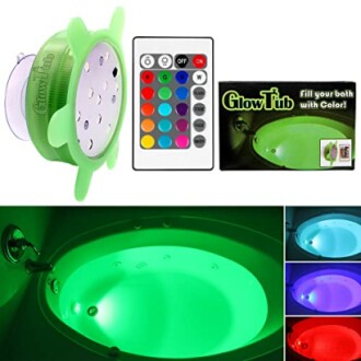 Glow Tub light kit with remote control for colorful bathtub lighting.