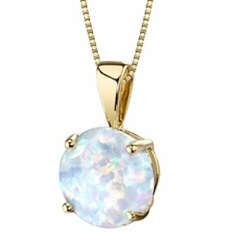Gold necklace with round opal pendant