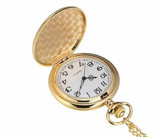 Open gold pocket watch with chain