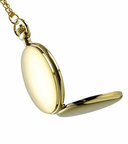 Open gold pocket watch on a chain