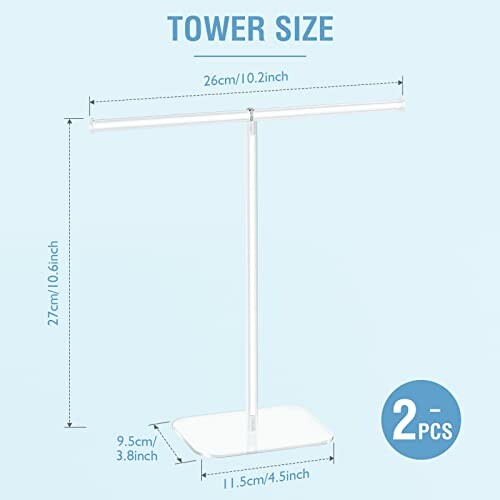Jewelry display stand dimensions; 26cm wide, 27cm tall.