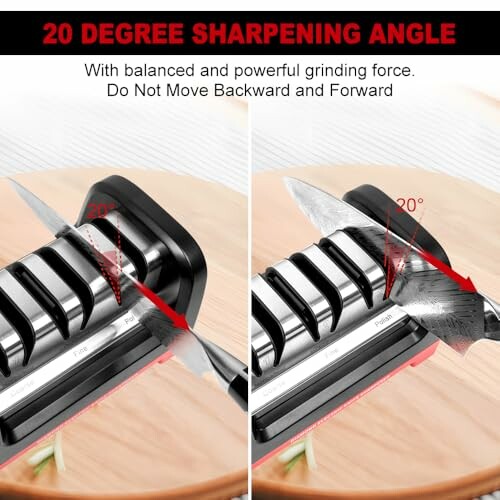 Image showing a 20-degree sharpening angle for knives with instructions.
