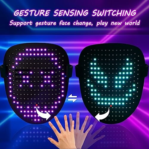 LED mask with gesture sensing switching feature.