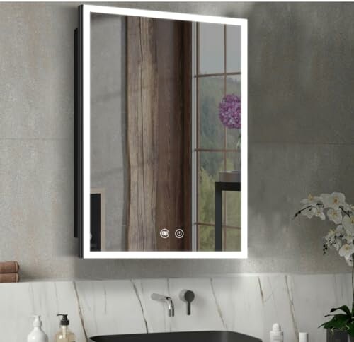LED mirror in a modern bathroom setting