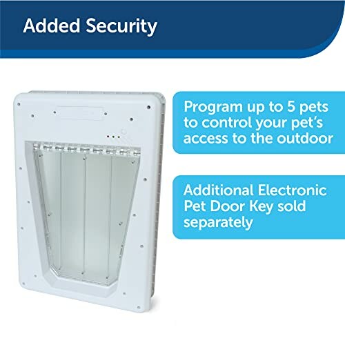 Electronic pet door with added security features.