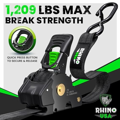 Rhino USA ratchet strap with 1,209 lbs max break strength