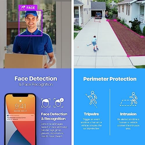 Image displaying face detection and perimeter protection features.
