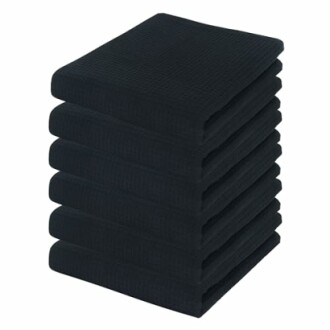 Stack of black towels