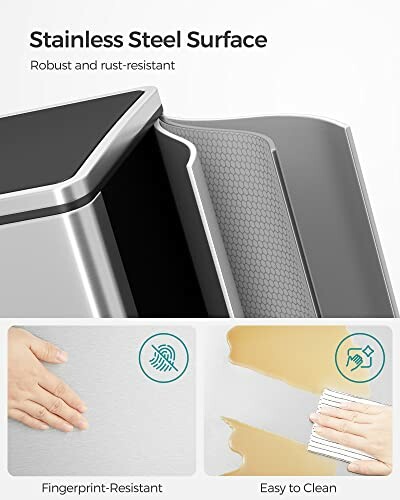 Stainless steel surface with fingerprint-resistant and easy to clean features.
