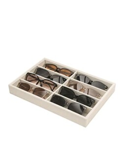Rectangular storage box with multiple sunglasses.