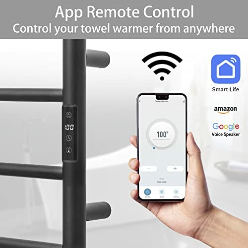 App remote control for towel warmer with smartphone.