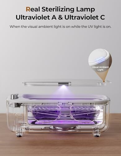 UV sterilizing lamp with visual ambient light.