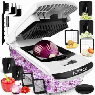 Vegetable chopper set with onion and accessories.