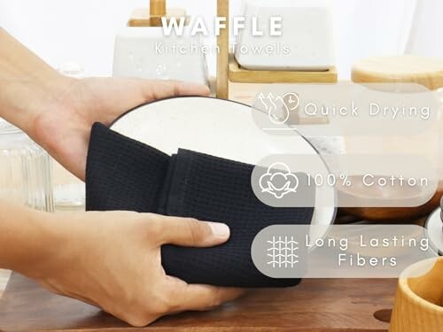 PurpleEssencs Waffle Weave Kitchen Towels