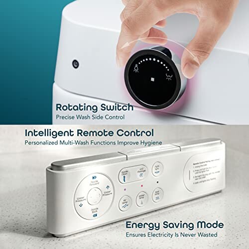 Washing machine controls with rotating switch and remote control