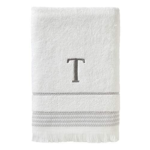 White towel with letter T embroidery